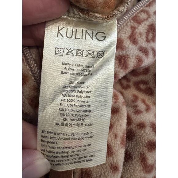 Kuling Northpole fleece One Piece Romper With Hood Leopard Print 12-18 Months - Picture 7 of 12